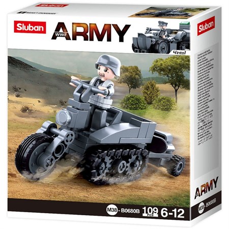 Gioco a Mattoncini Sluban German Army Half Crawler Motorcycle Sluban in Giochi